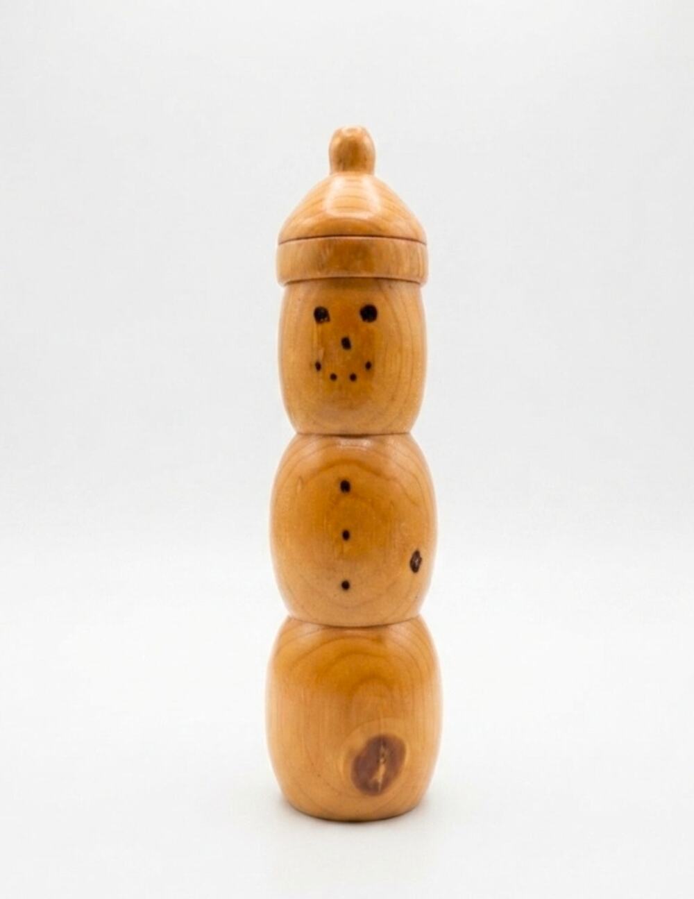 Hand-Turned Wooden Snowman Figure